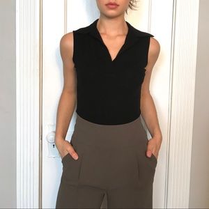 Black collared tank top